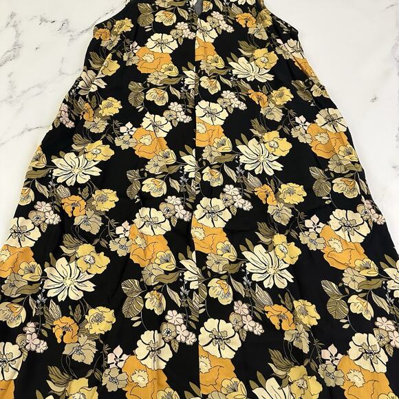 Natural Life Womens Maxi Dress Size Xs S Black Yellow Floral Pockets Boho Shift - Picture 10 of 11